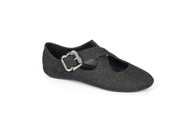 Elegant Denim Flats with Comfortable Buckle Detail - Image 2